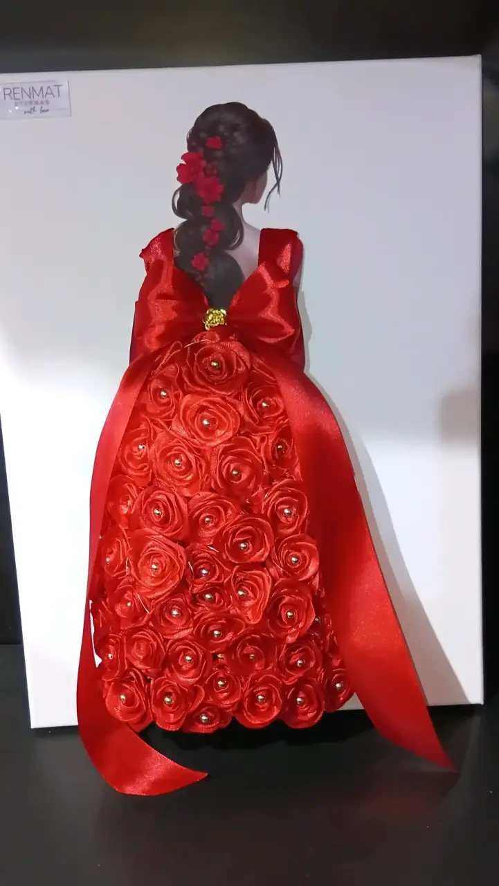 Cuadro con diseño de vestido rojo rosas eternas - miniatura 2