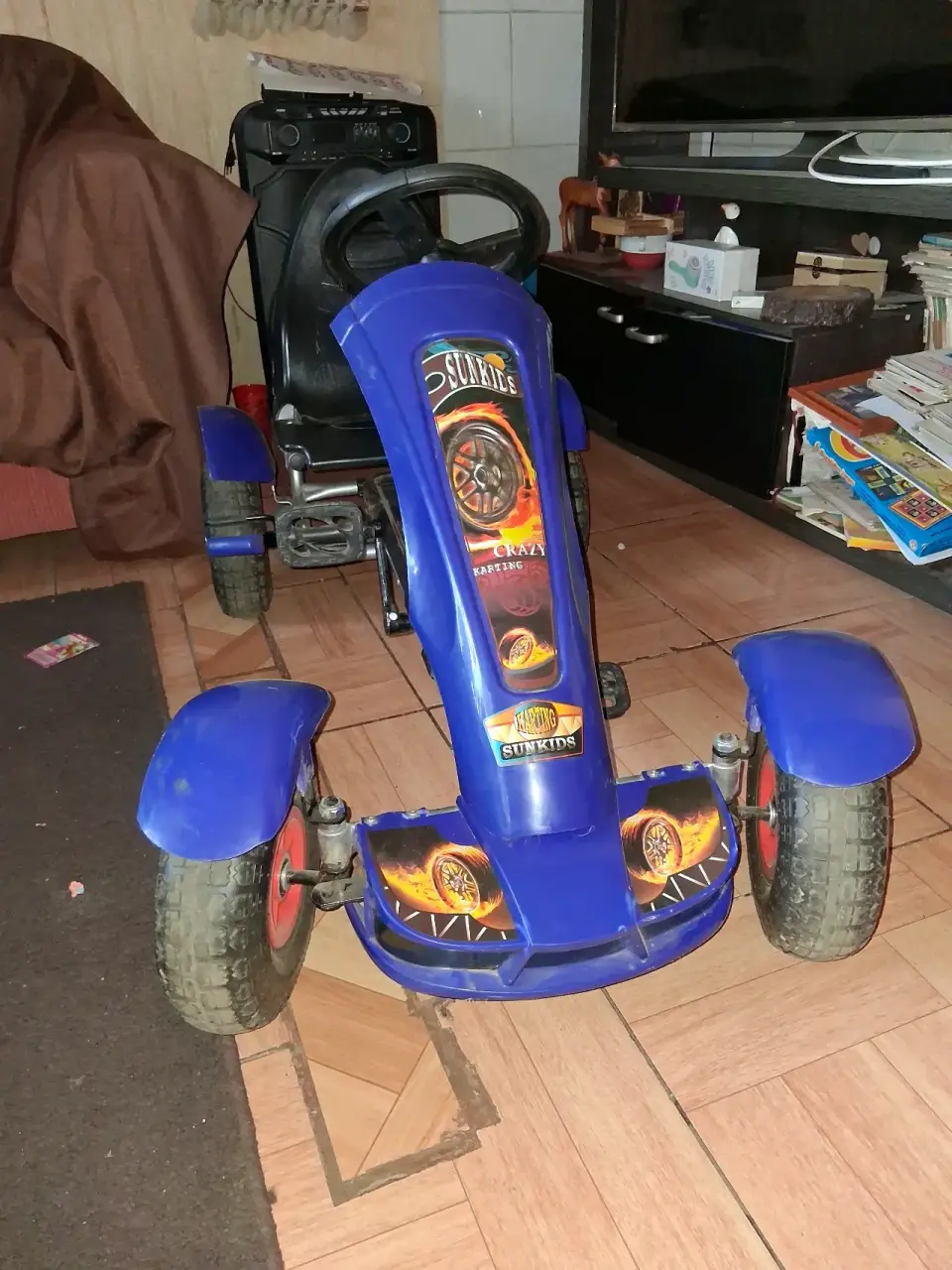 Kart a pedales azul para niños - miniatura 2