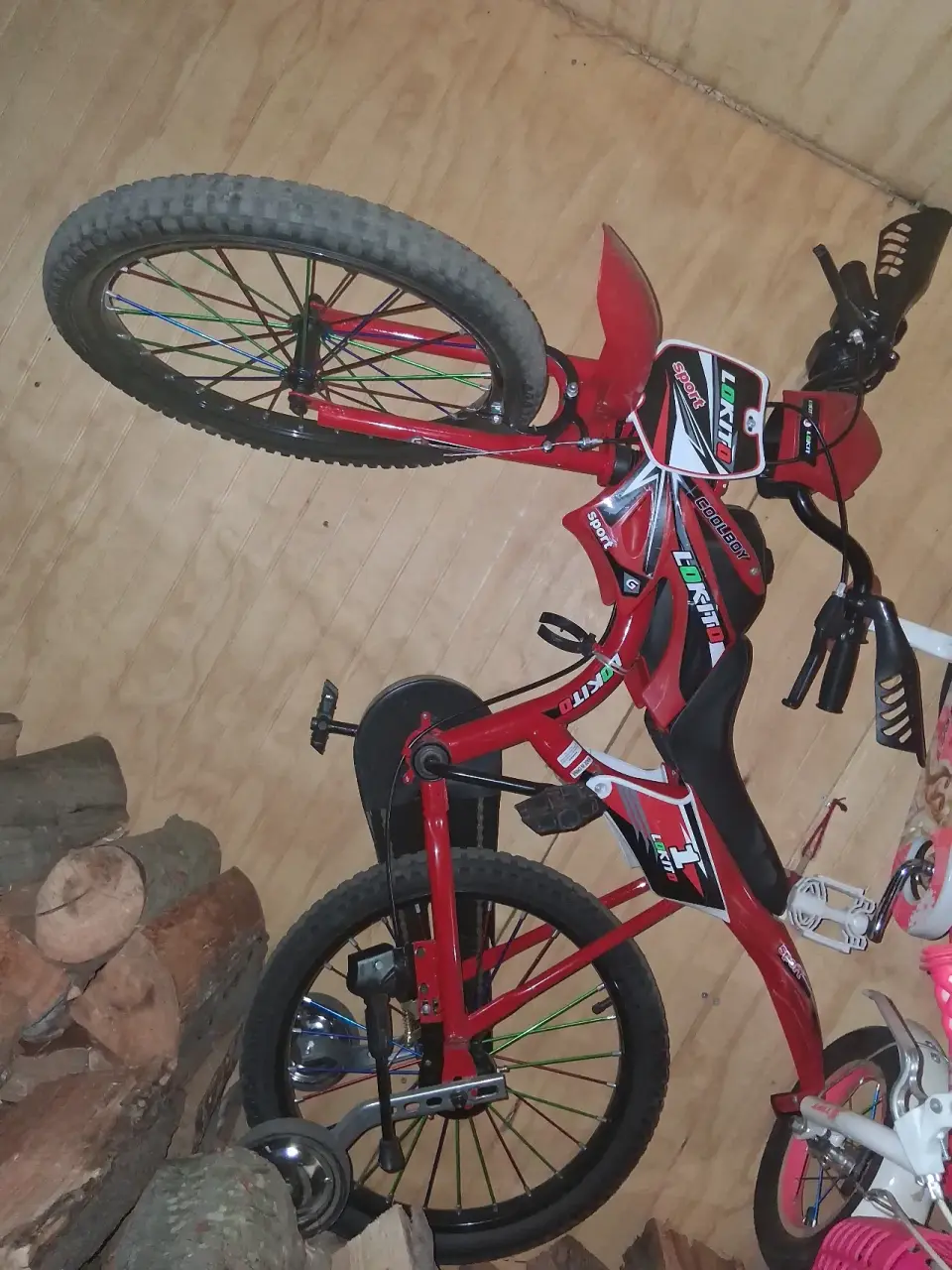 Bicicleta moto  infantil roja deportiva - miniatura 2