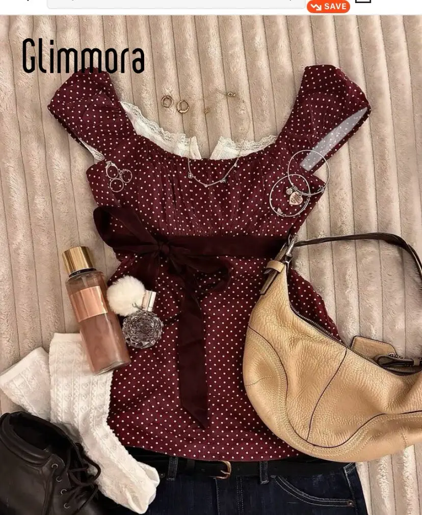 Blusa burdeos con puntos blancos