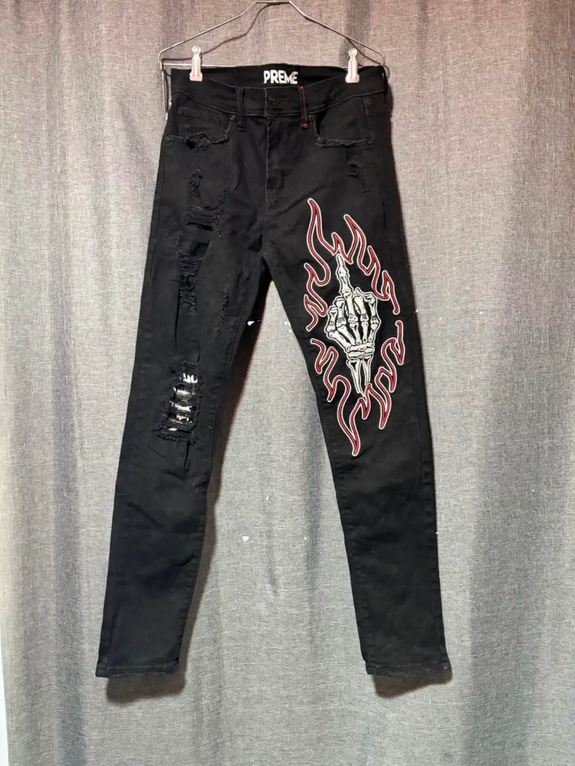 Jeans Preme negros con diseño de esqueleto - miniatura 1