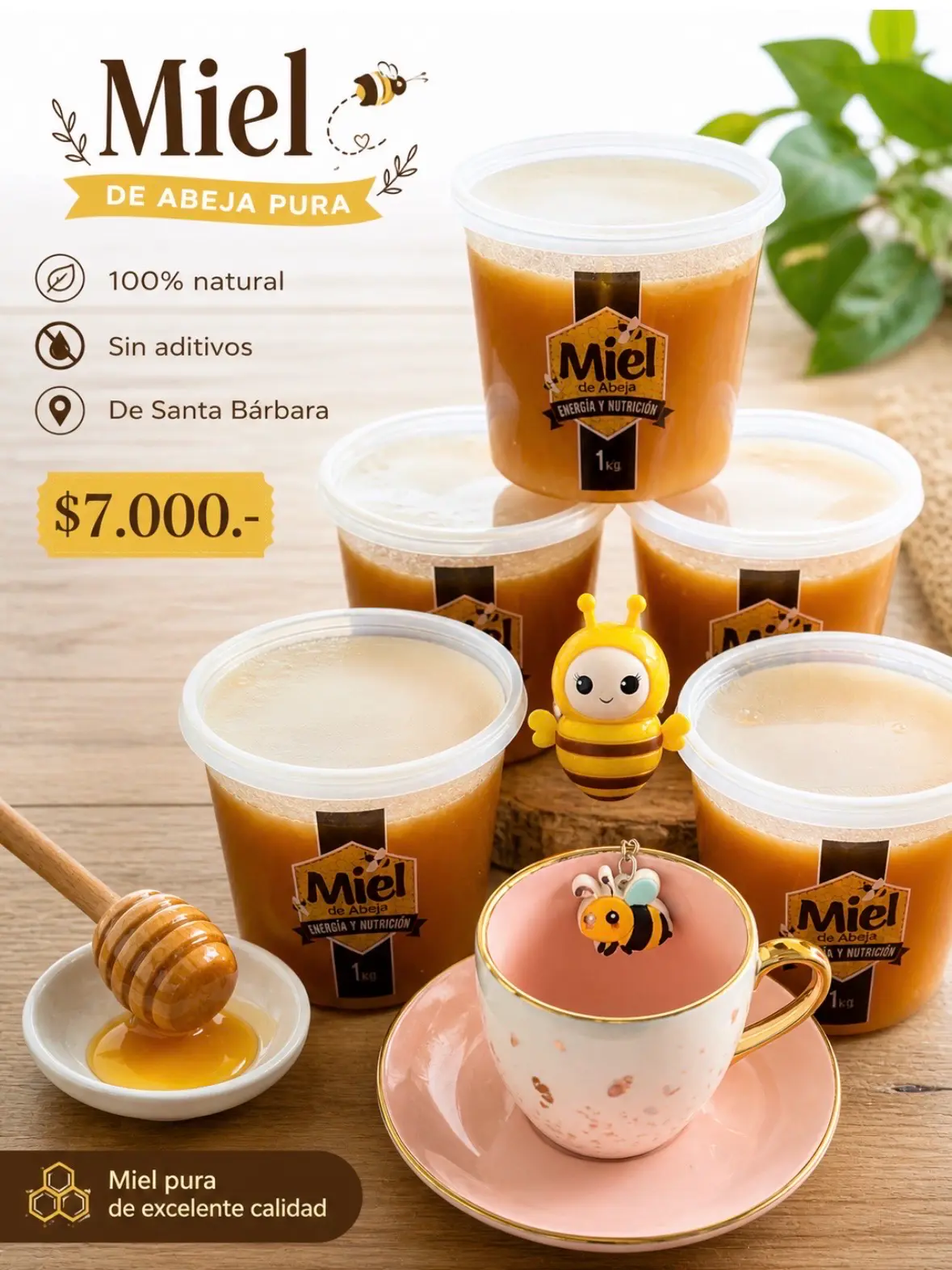 Miel pura de abeja 1 kg