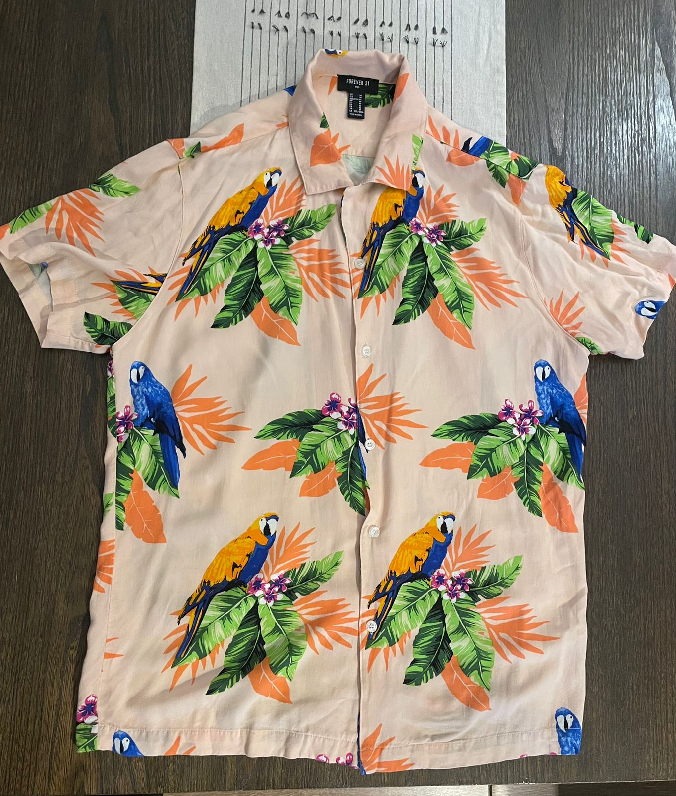 Camisa Hawaiana Rosa Forever 21 Talla M - miniatura 1