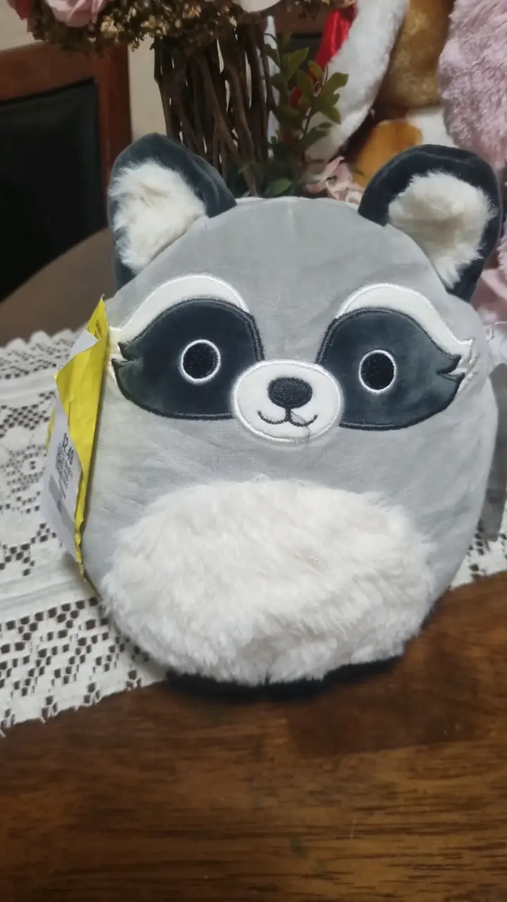 Squishmallow  Peluche mapache gris