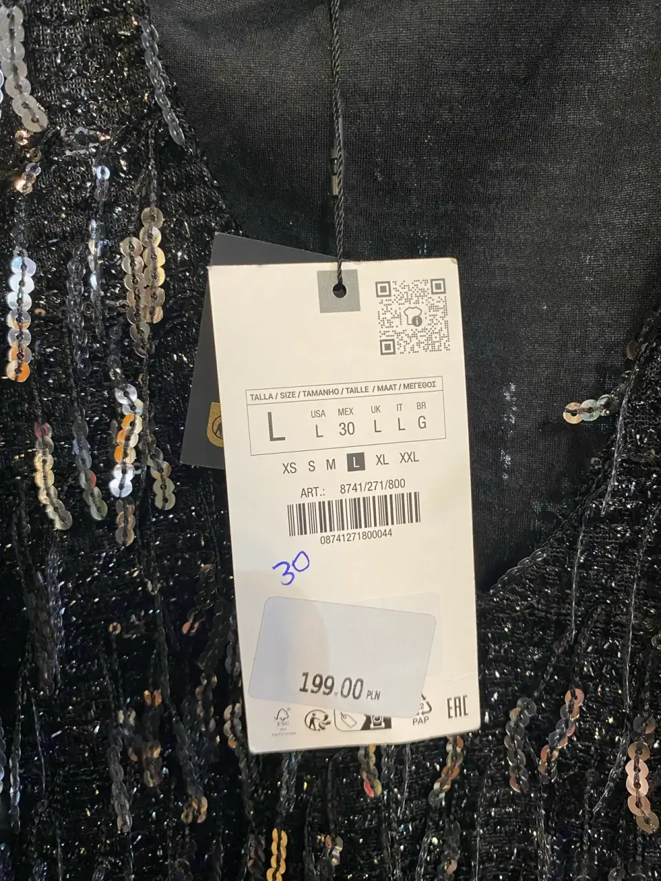 Vestido negro con lentejuelas Zara - miniatura 3