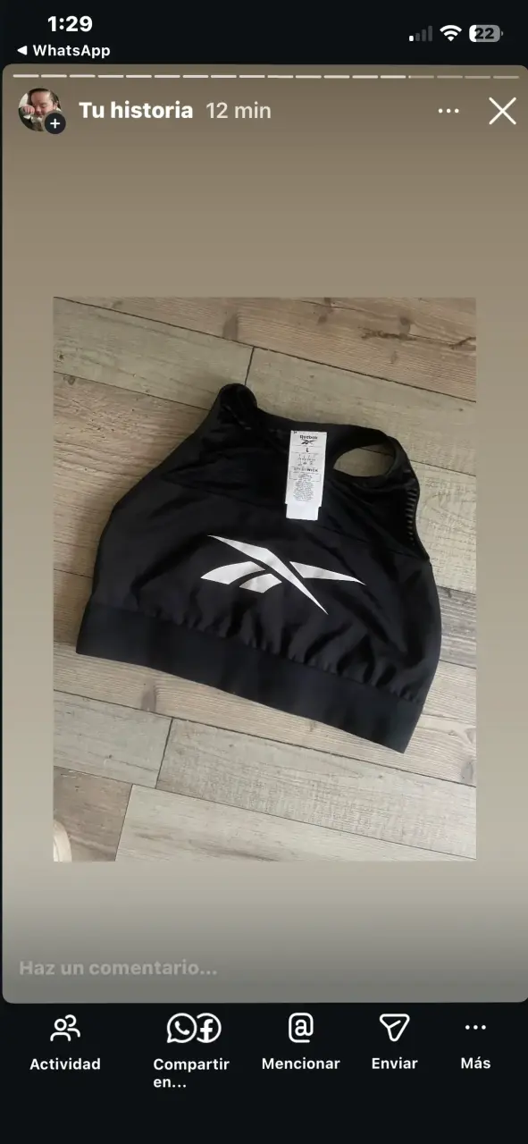 Top deportivo negro Reebok - miniatura 1