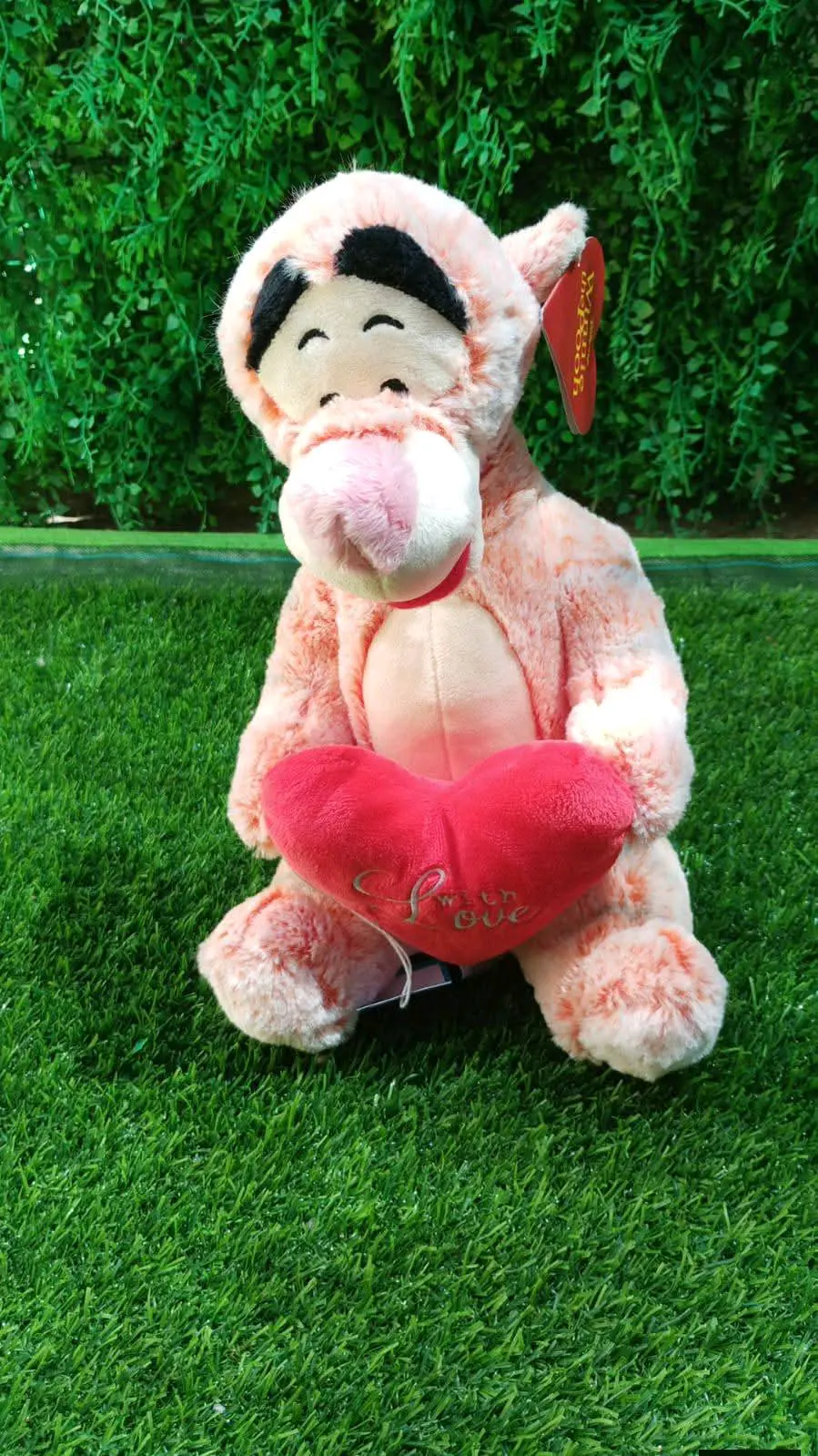 Peluche rosa con corazón