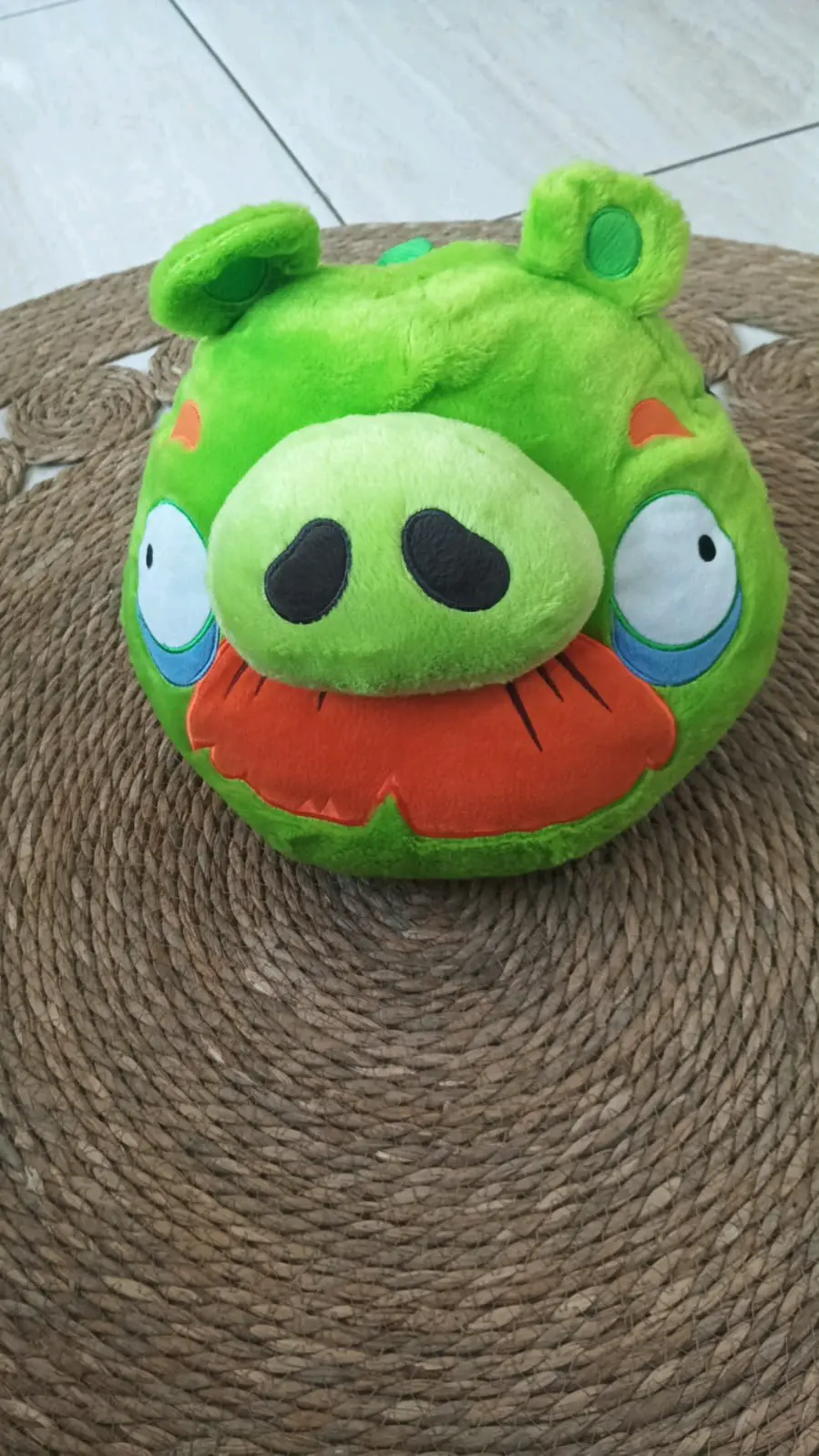 Peluche cerdo verde mochila grande