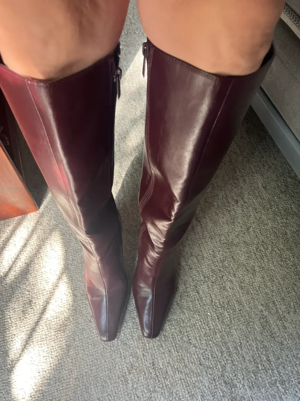 Botas altas de cuero burdeo - miniatura 4