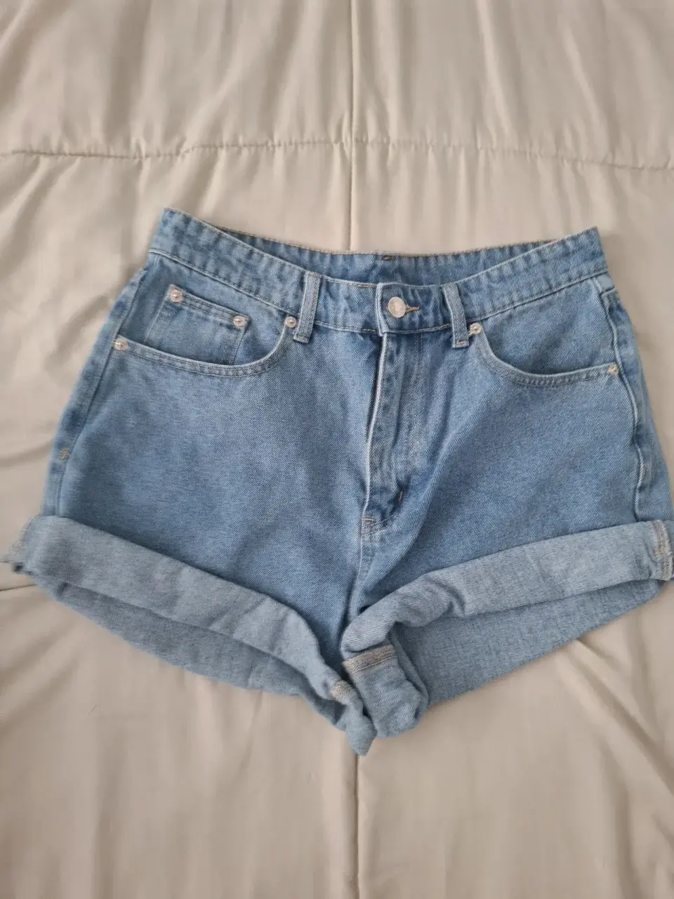 Shorts moms de mezclilla azul claro - miniatura 1