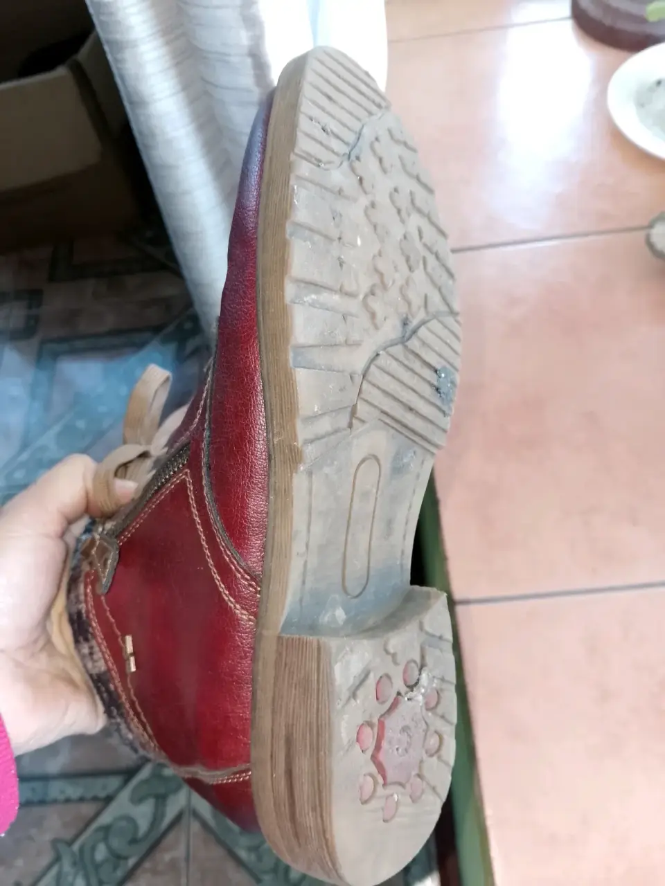 Botines rojos con forro tartán - miniatura 3