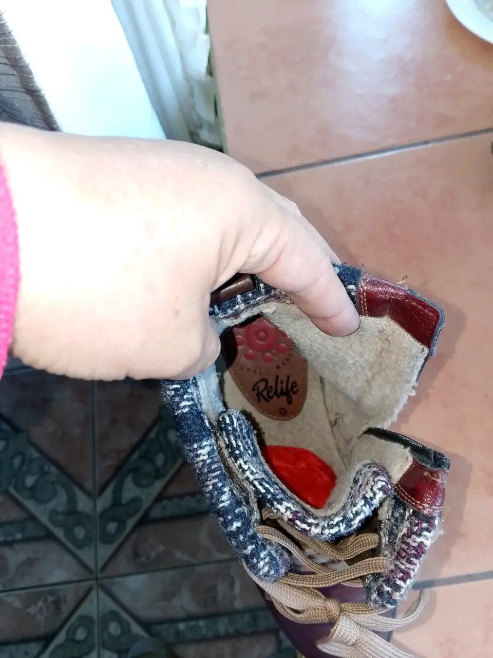 Botines rojos con forro tartán - miniatura 4