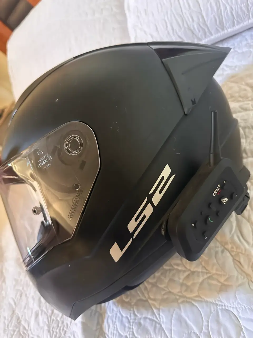 Casco motocicleta negro LS2 con intercomunicad - miniatura 2