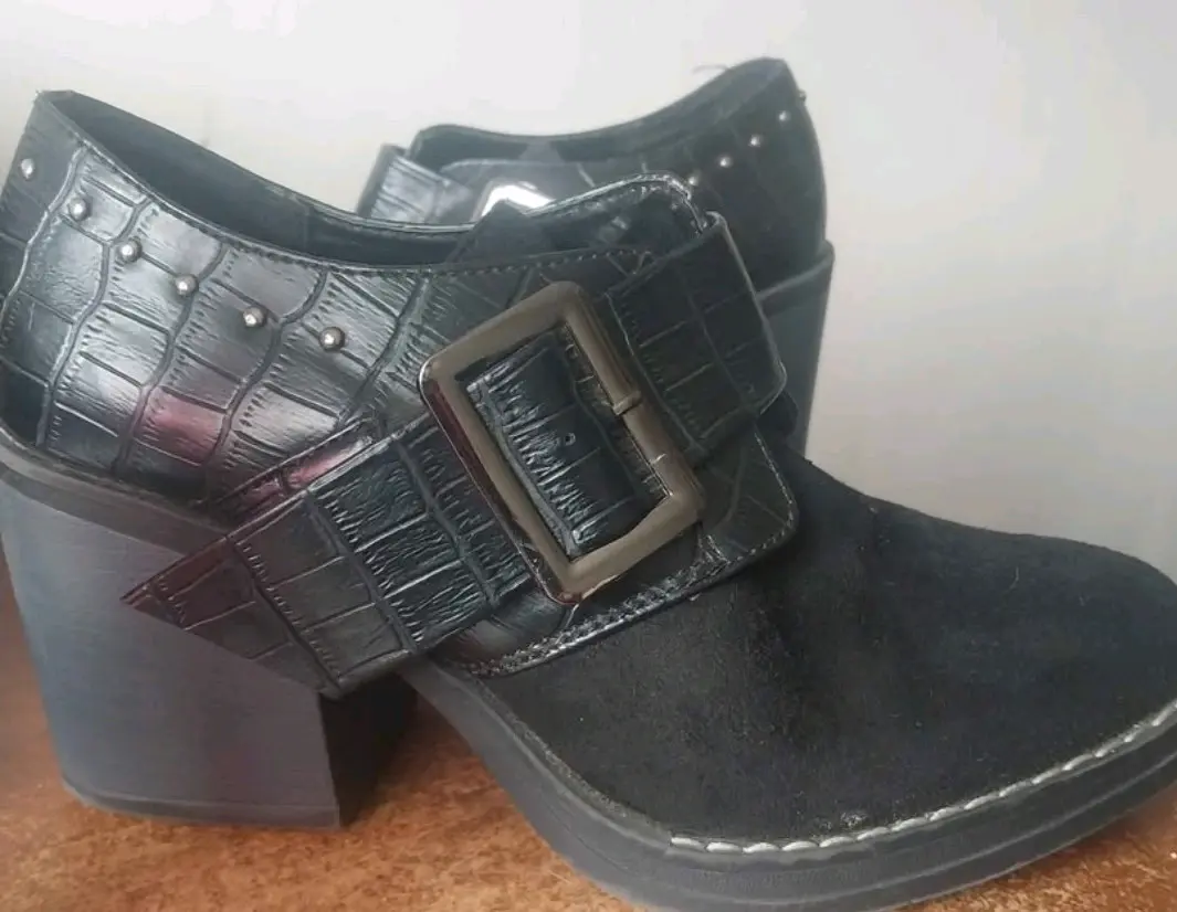 Botines de taco ancho negros - miniatura 1