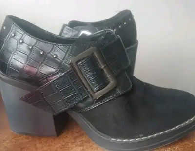 Botines de taco ancho negros - miniatura 1