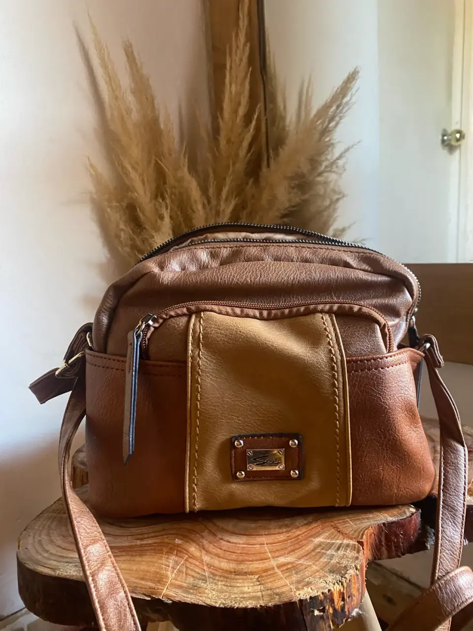 Bolso de cuero marrón Marca Sei - miniatura 1
