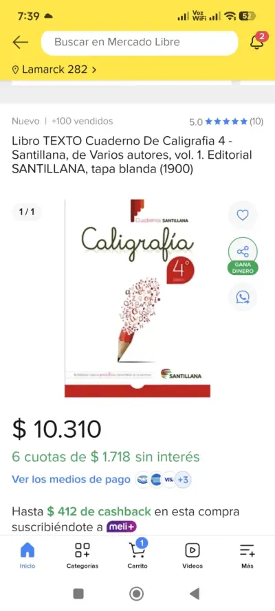 Cuaderno Caligrafía 4° básico Santillana - miniatura 2