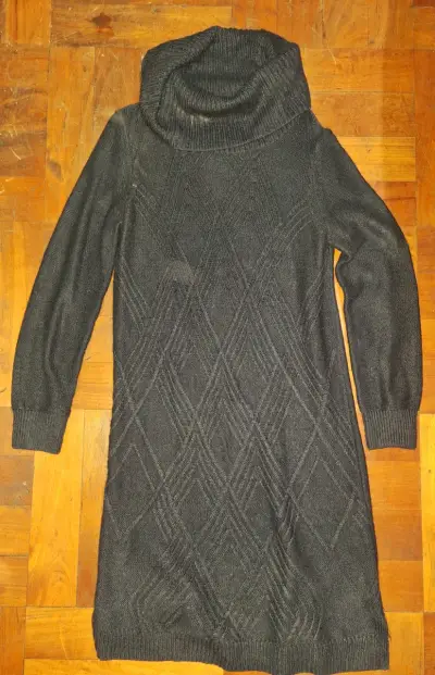 Vestido de punto negro largo - miniatura 1