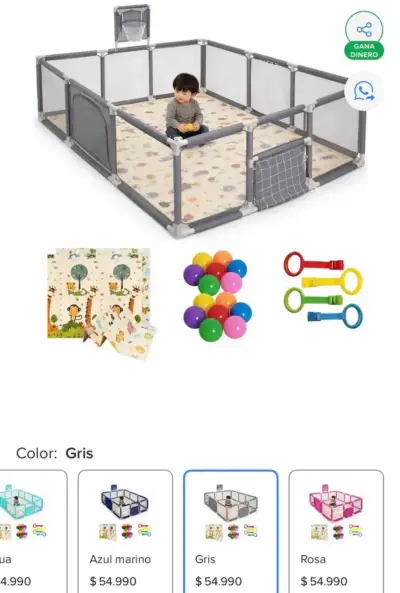 Corral de juegos gris para niños - miniatura 1