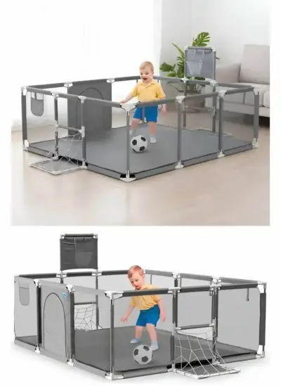 Corral de juegos gris para niños - miniatura 3