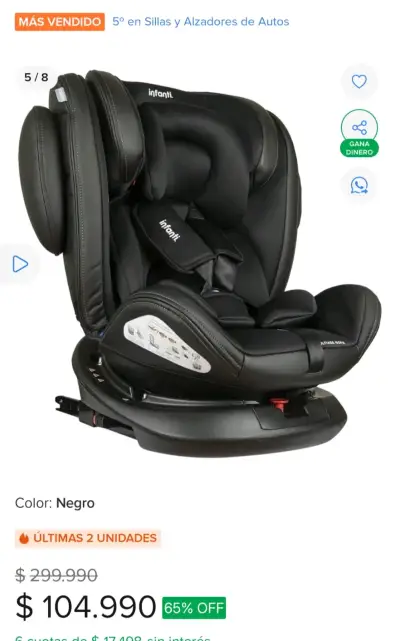 Silla de auto Infanti negra - miniatura 2