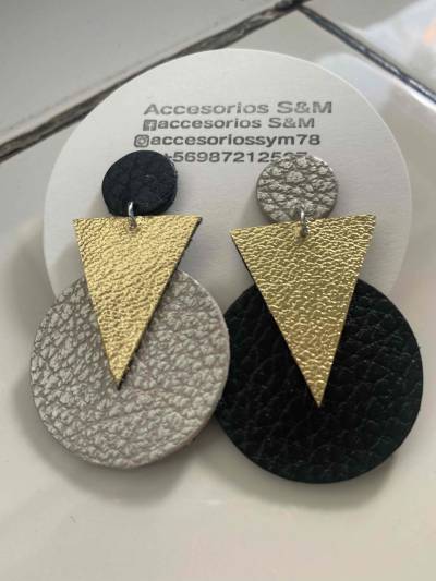 Aros de cuero geométricos - miniatura 1