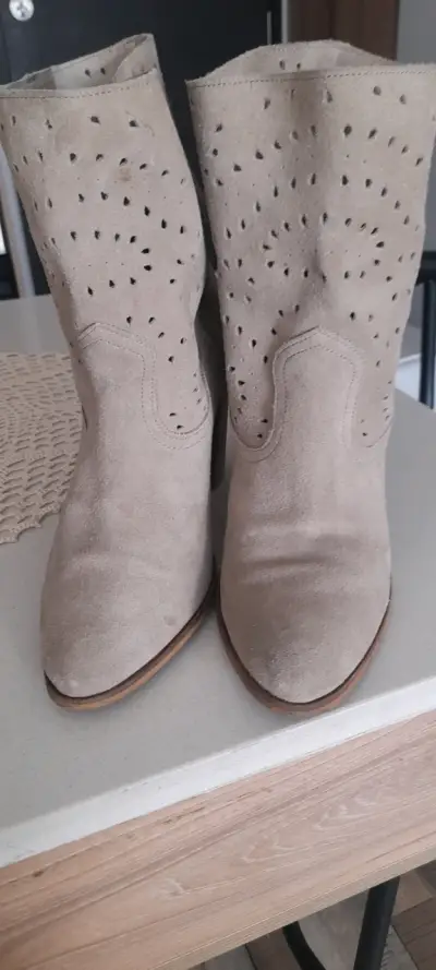 Botines de ante beige - miniatura 1