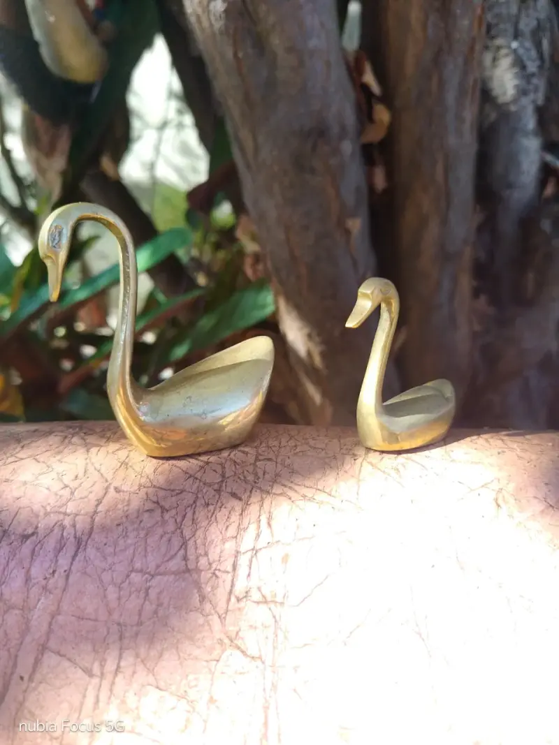 Figuras de cisne de bronce