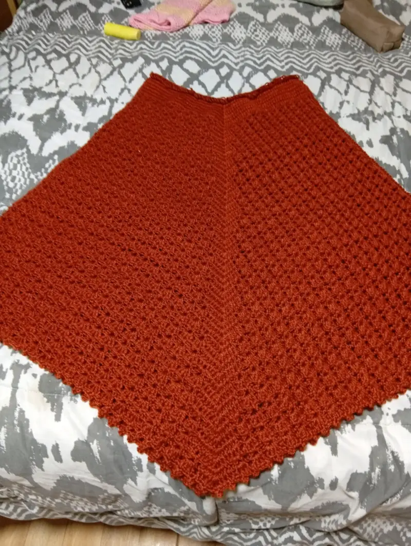 Poncho tejido color terracota - 4