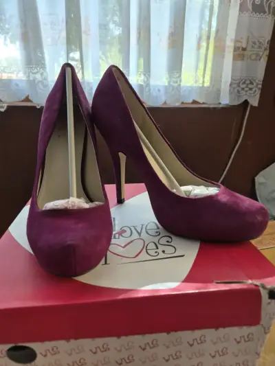 Zapatos de taco alto morados - miniatura 1