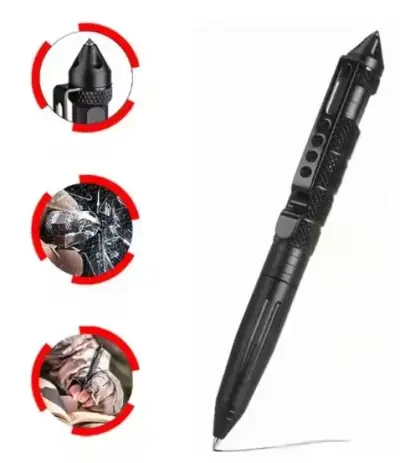 Bolígrafo táctico negro multifunción - miniatura 2