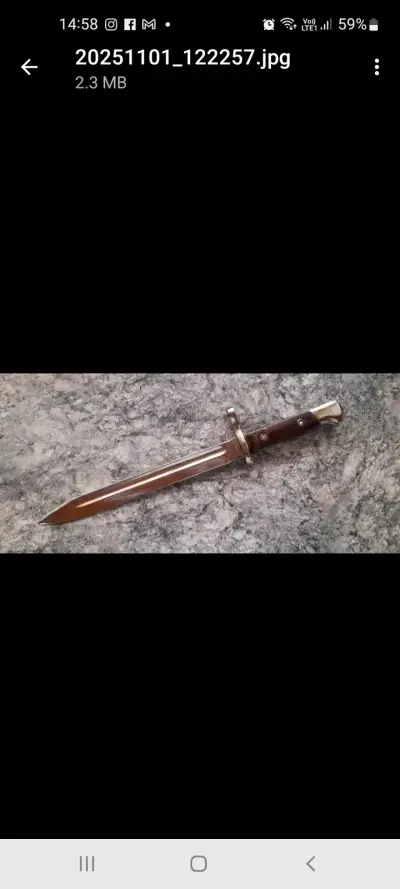 Bayoneta ALEMANA MAUSER MOD 1895 ORIGINAL - miniatura 1