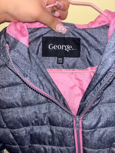 Chaqueta acolchada gris y rosa - miniatura 1