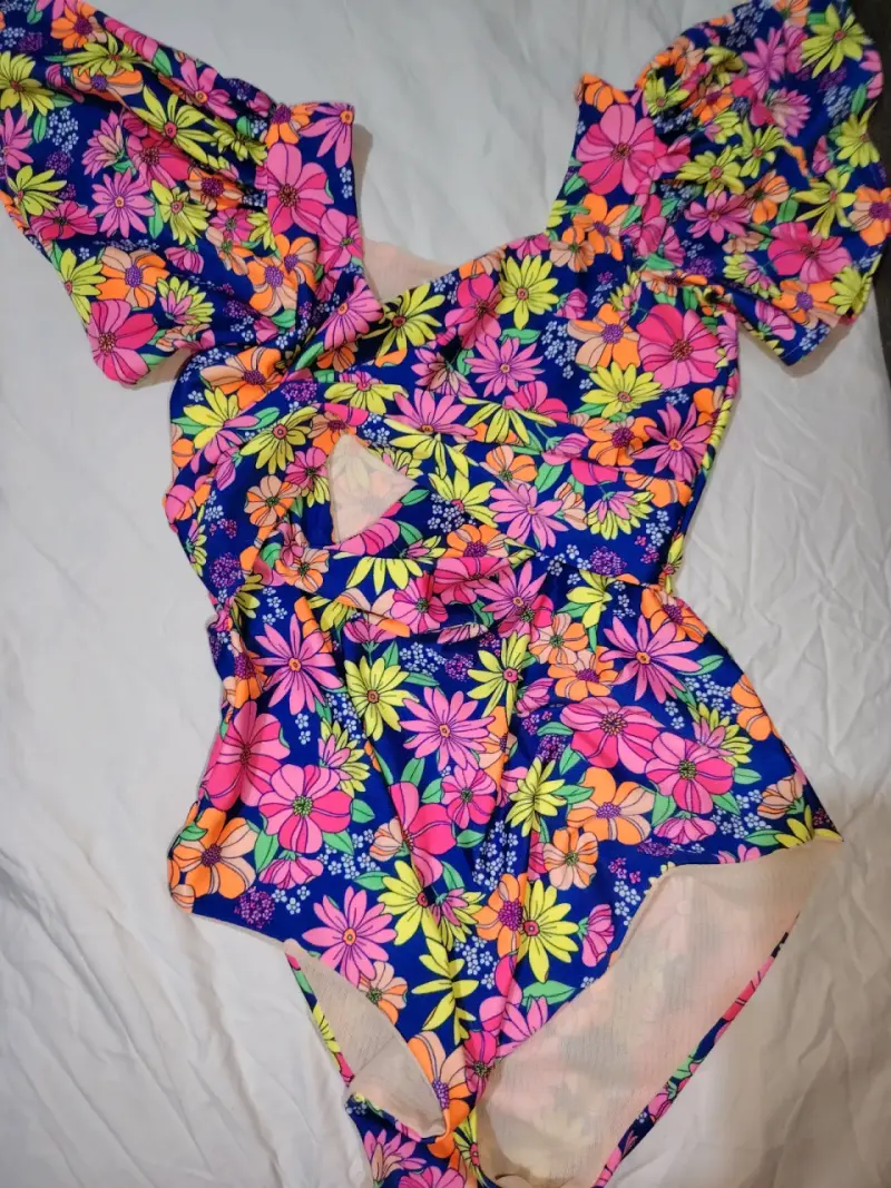 Traje de baño de lactancia floral colorido - 4