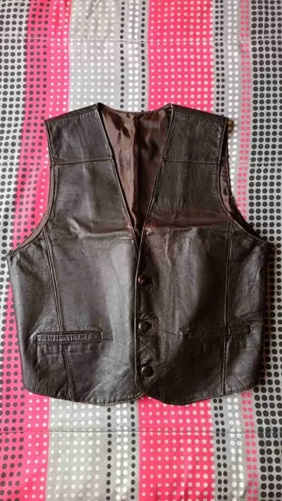 Chaqueta de cuero marrón M - miniatura 1