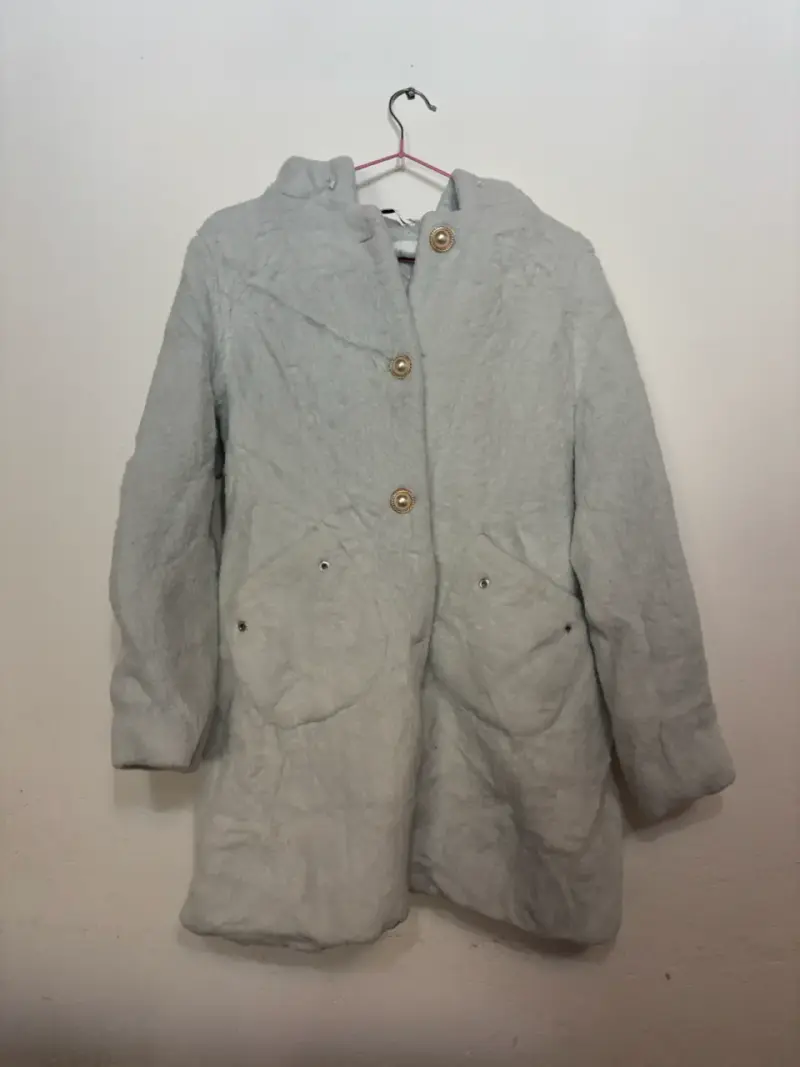 Abrigo peludo gris claro - 3