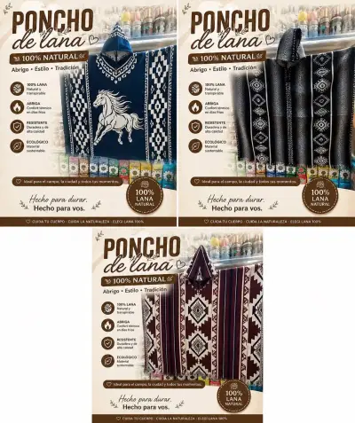 Poncho de lana alpaca - miniatura 1