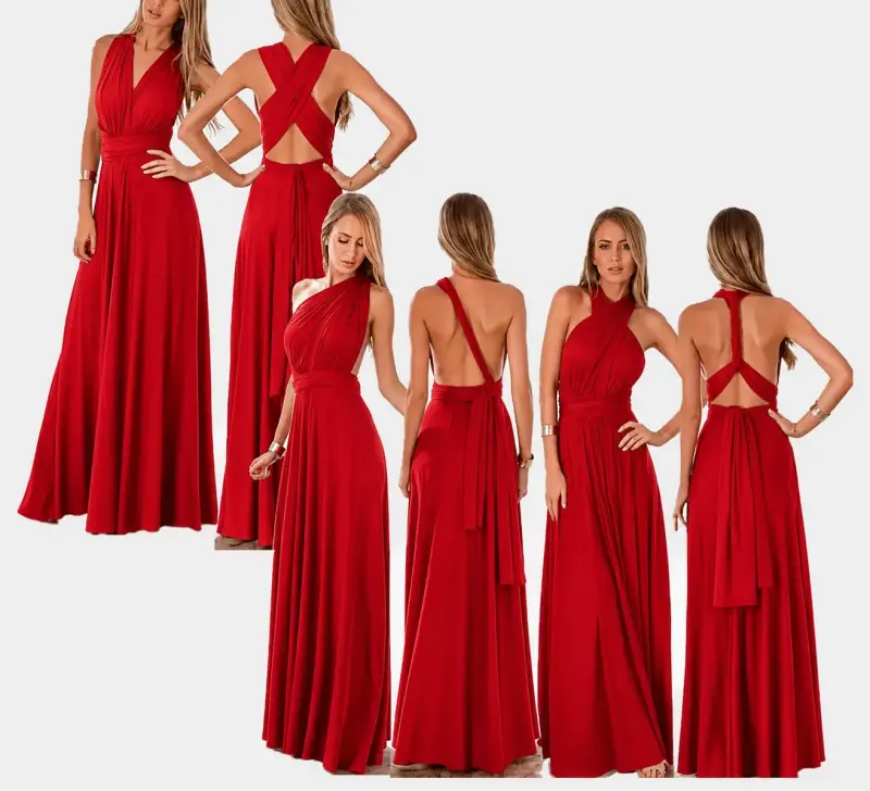 Vestido largo rojo elegante - 2