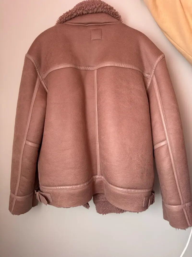 Chaqueta biker rosa con borrego - 2