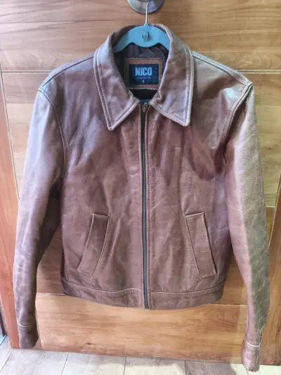 Chaqueta de cuero marrón hombre - miniatura 1