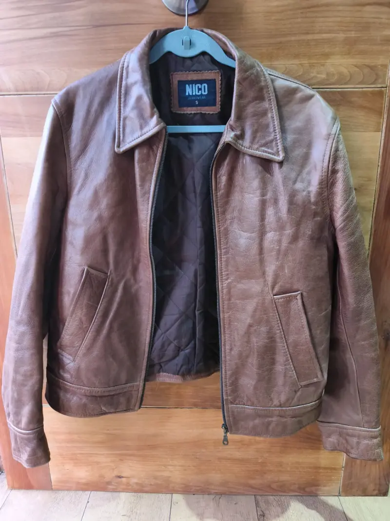 Chaqueta de cuero marrón hombre - 2