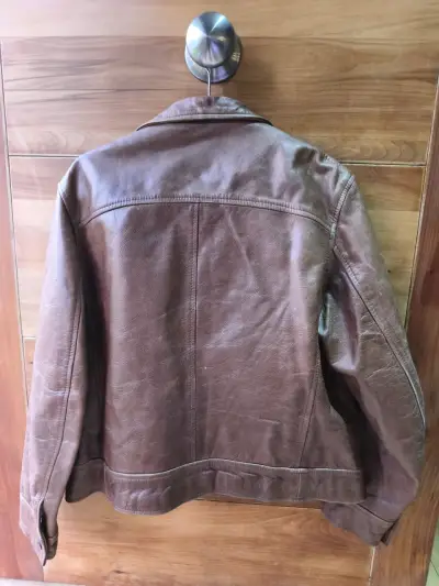 Chaqueta de cuero marrón hombre - miniatura 3