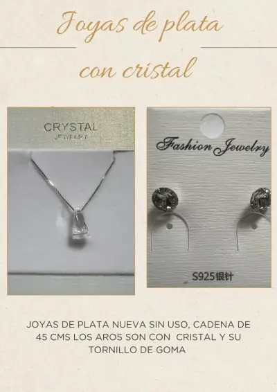 Collar y aros de plata con cristal - miniatura 1