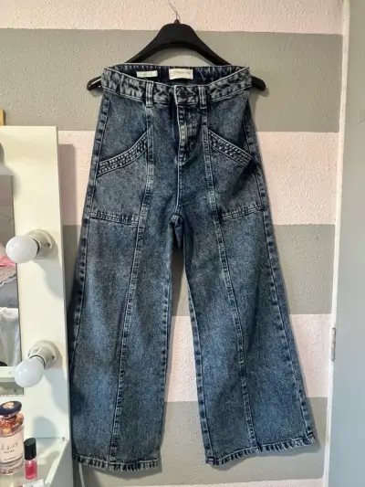 Jeans anchos de mezclilla azul - miniatura 1
