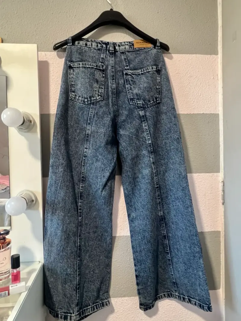Jeans anchos de mezclilla azul - 2