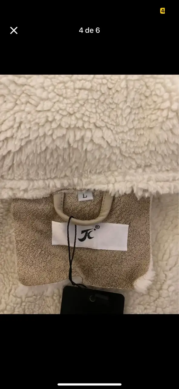 Chaqueta acolchada beige con corderito - 4