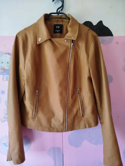 Chaqueta de cuero, café - miniatura 1