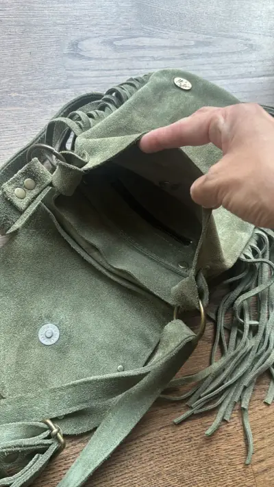 Cartera de reno  verde con flecos - miniatura 2