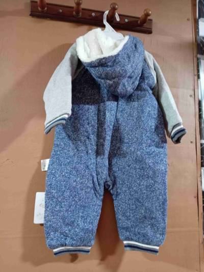 Enterito azul con capucha para bebé 12 meses - miniatura 2