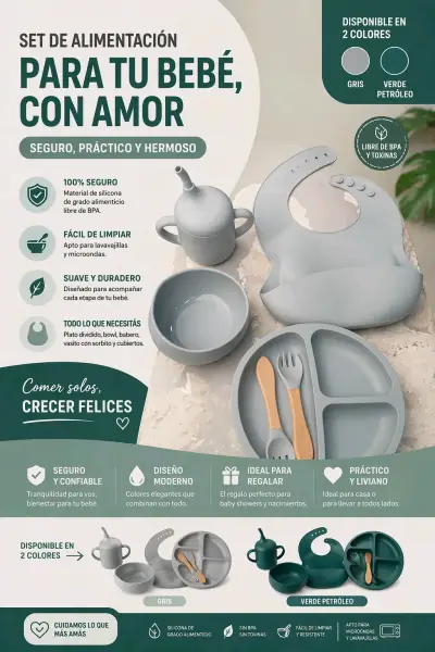 Set de vajilla para bebé azul - miniatura 2